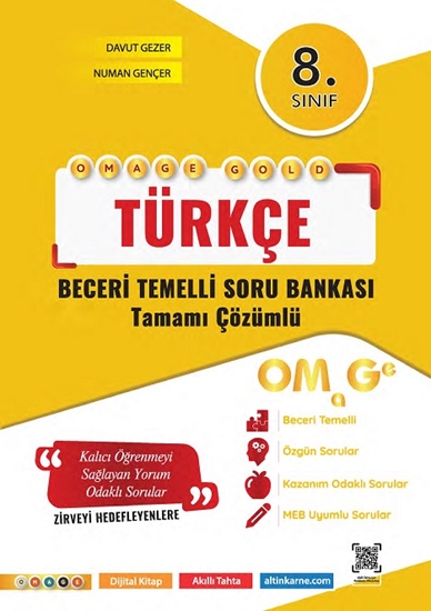 Omage/Kolay Seri 8. Sınıf Omage Gold Türkçe Soru Bankası (Nartest Mavi İle Aynı Kitap)