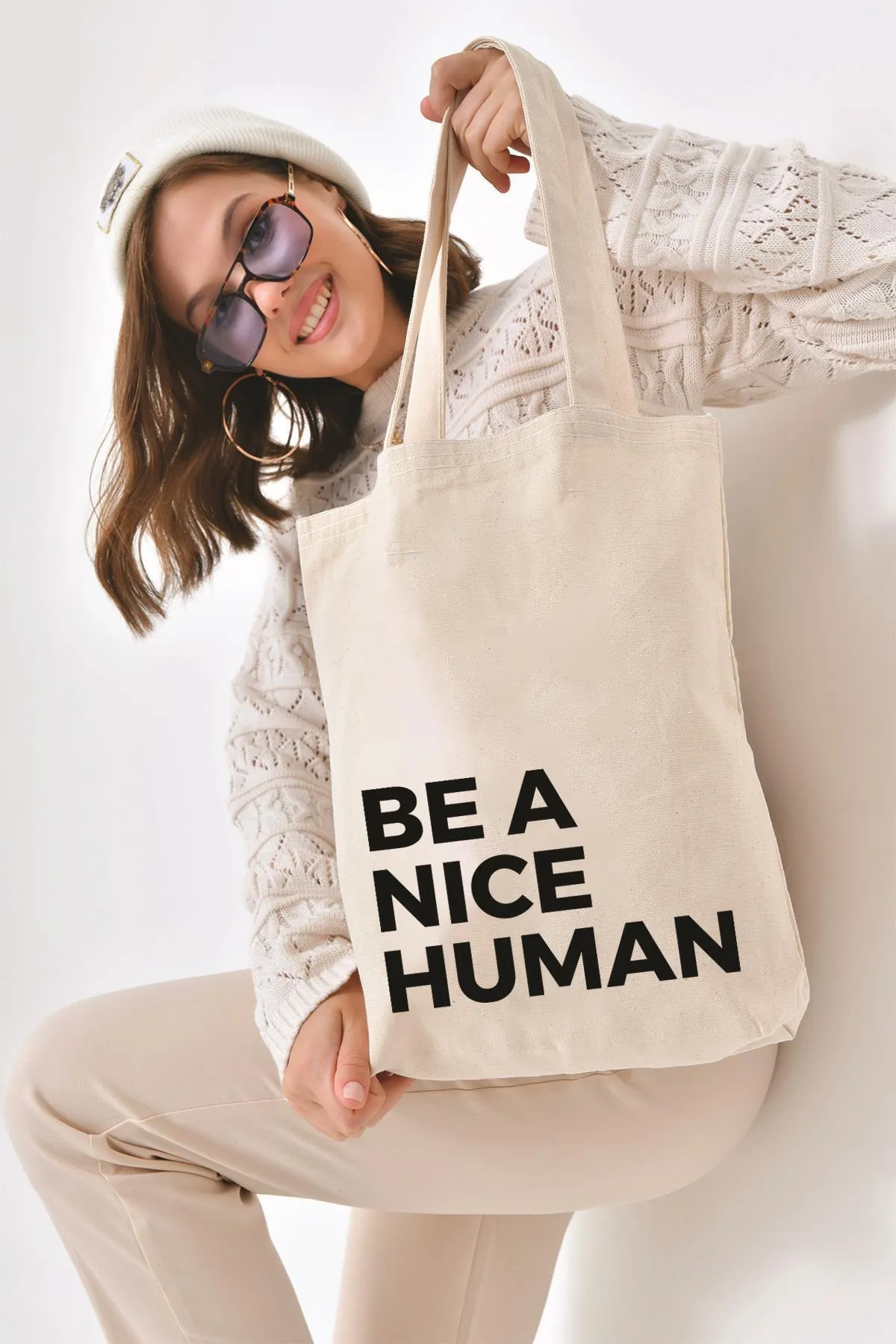 Çınar Bez Çanta Kanvas Be A Nice Human Bez Çanta