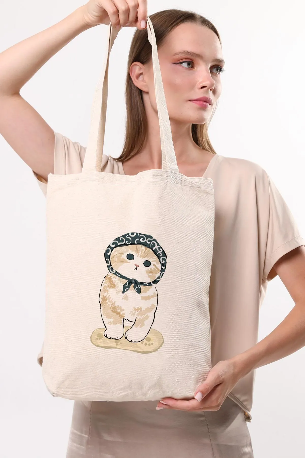 Çınar Bez Çanta Kanvas Masum Kedi Bez Çanta C1608