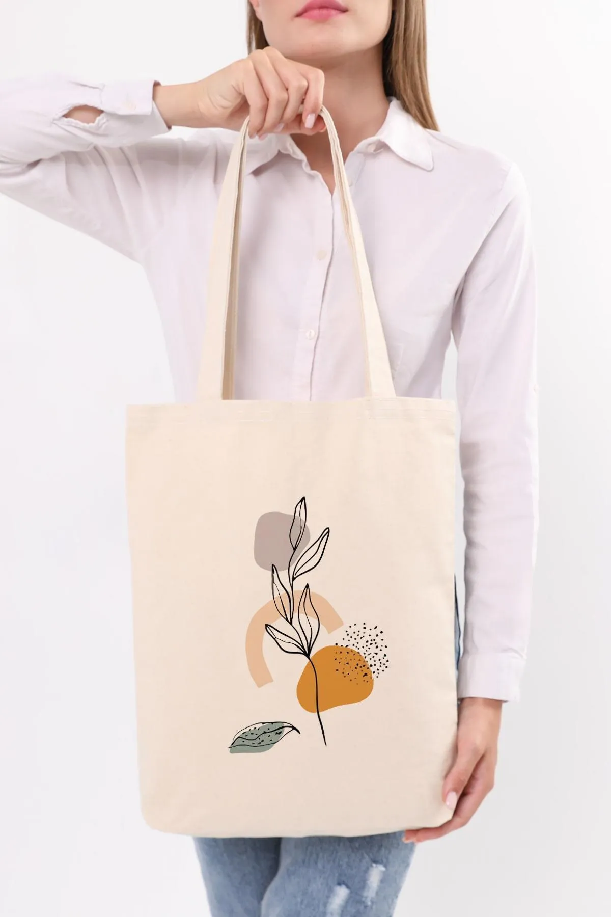 Çınar Bez Çanta Kanvas Draw Art Flower Baskılı Bez Çanta