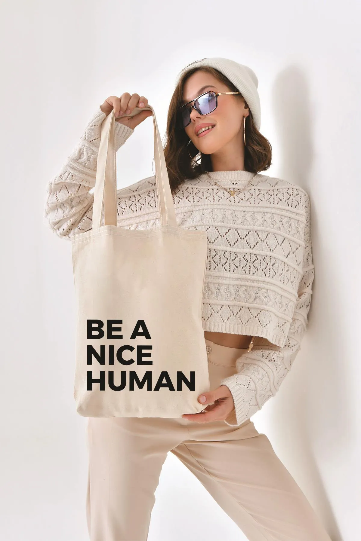 Çınar Bez Çanta Kanvas Be A Nice Human Bez Çanta