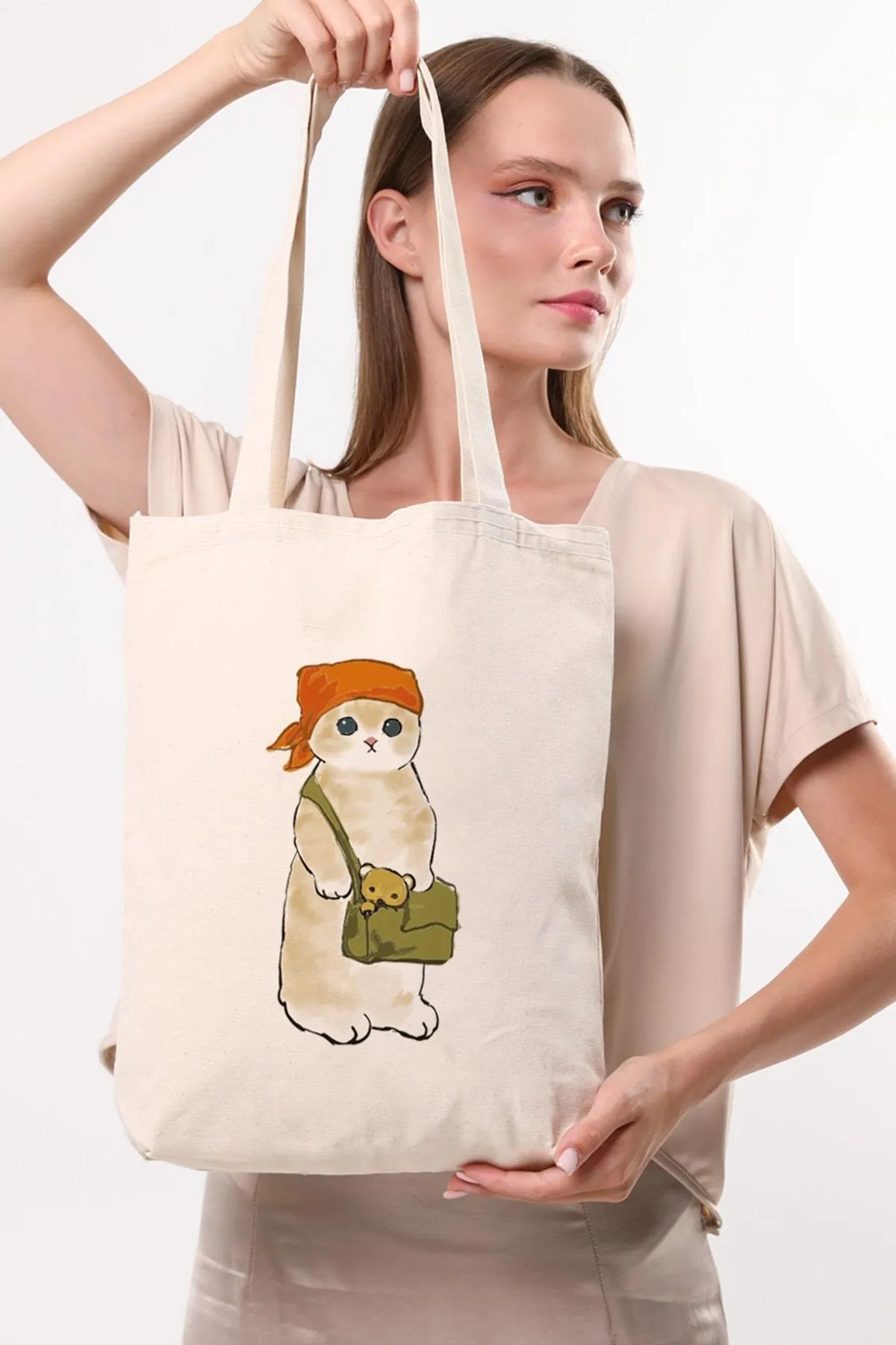 Çınar Bez Çanta Kanvas Çantalı Kedi Bez Çanta