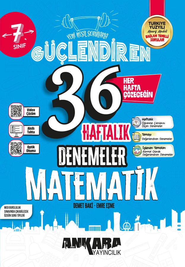 ANKARA  7. SINIF MATEMATİK 34 HAFTALIK KAZANIM DENEMELERİ