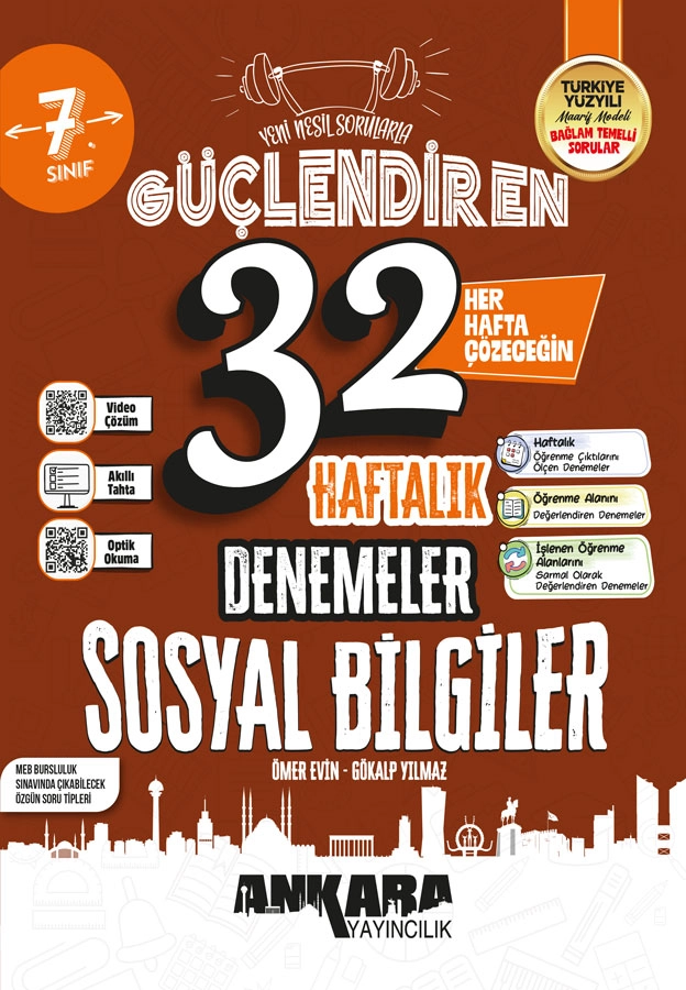ANKARA  7. SINIF SOSYAL BİLGİLER 32 HAFTALIK KAZANIM DENEMELERİ