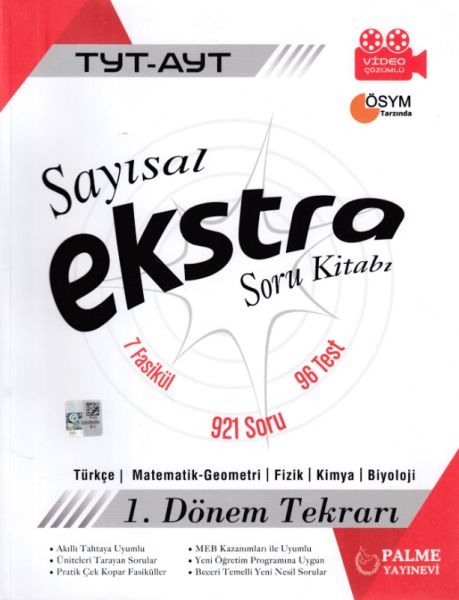 Palme Yks Tyt Ayt Sayısal Ekstra Soru Kitabı 1.Dönem Tekrarı