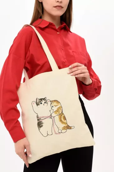 Çınar Bez Çanta Cats Size Baskılı Bez Çanta