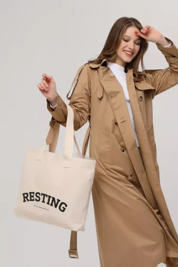 Çınar Bez Çanta Resting Baskılı Yatay Kanvas Bez Çanta
