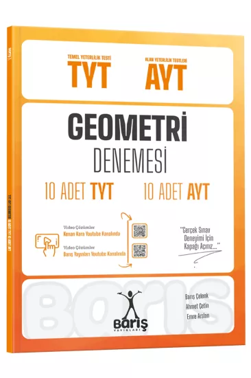 KR AKADEMİ Barış Yayınları TYT-AYT Geometri Denemesi 10 Adet TYT 10 Adet AYT