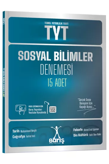 KR AKADEMİ Barış Yayınları TYT Sosyal Bilimler Denemesi 15 Adet