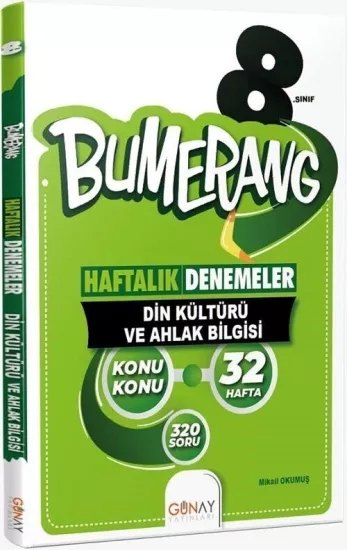 GÜNAY BUMERANG 8. Sınıf Din Kültürü ve Ahlak Bilgisi Bumerang Konu Konu Haftalık Denemeler