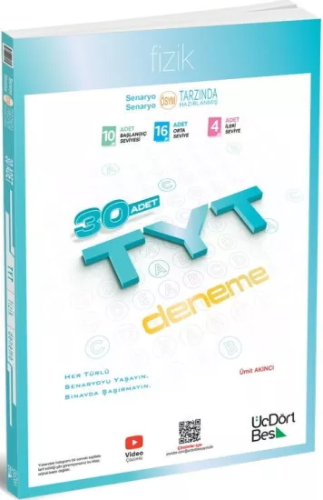 ÜçDörtBeş Yayınları TYT Fizik 30 Deneme **YENİ** 