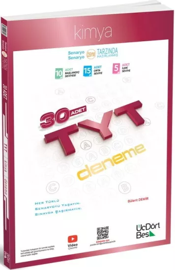 ÜçDörtBeş Yayınları TYT Kimya 30 Deneme **YENİ** 