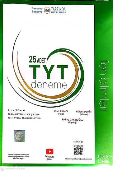 2024 TYT Fen Bilimleri 25 Deneme Video Çözümlü Üç Dört Beş Yayınları