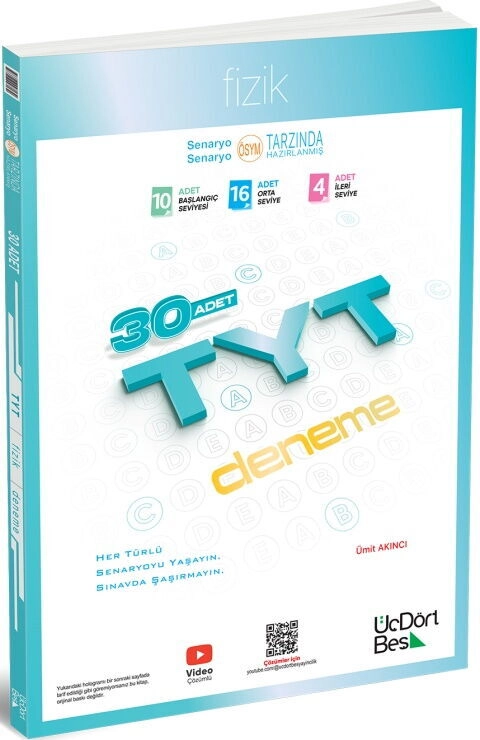 ÜçDörtBeş Yayınları TYT Fizik 30 Deneme **YENİ** 