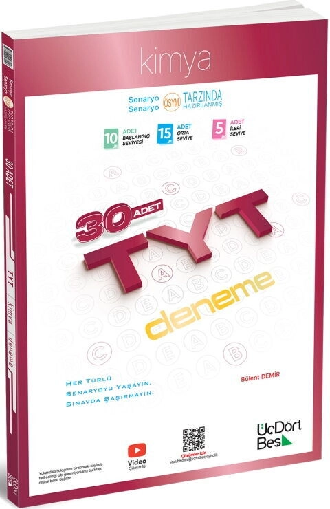 ÜçDörtBeş Yayınları TYT Kimya 30 Deneme **YENİ** 